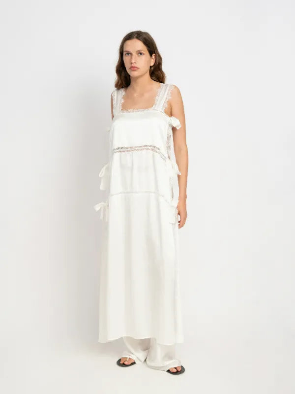 Sophia Silk Dress in White