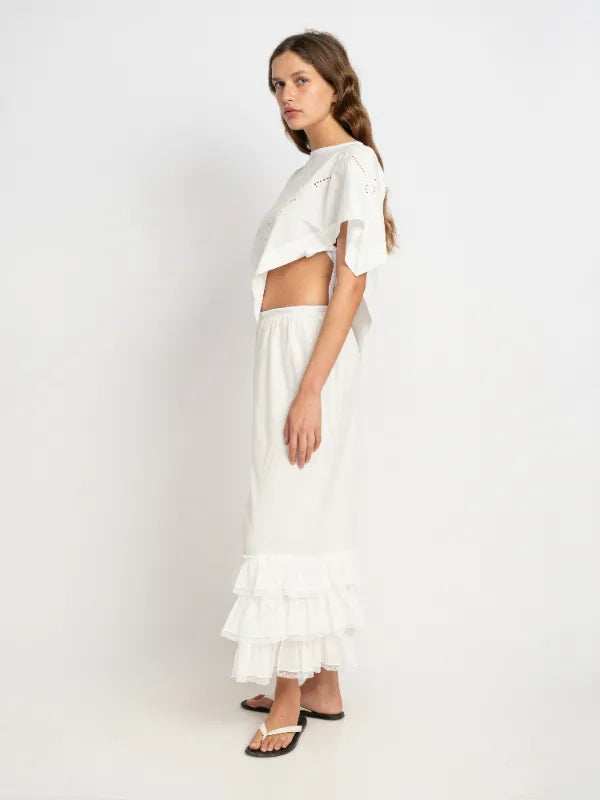 Gabby Raffled Pants in White