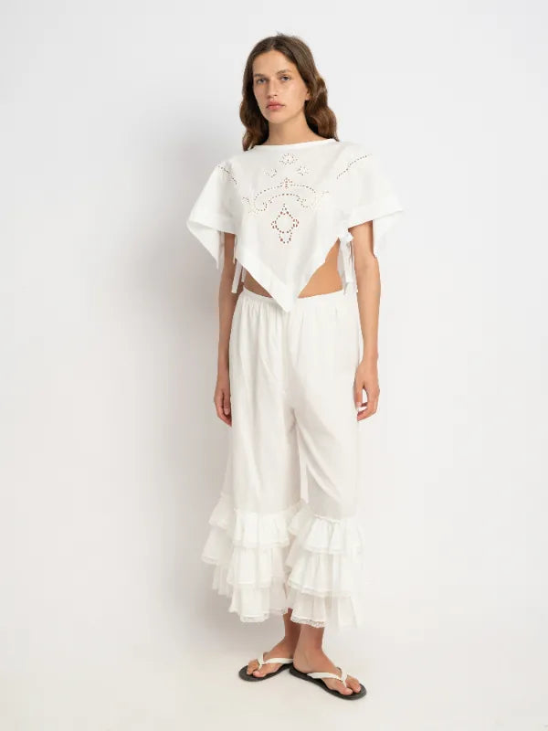 Gabby Raffled Pants in White