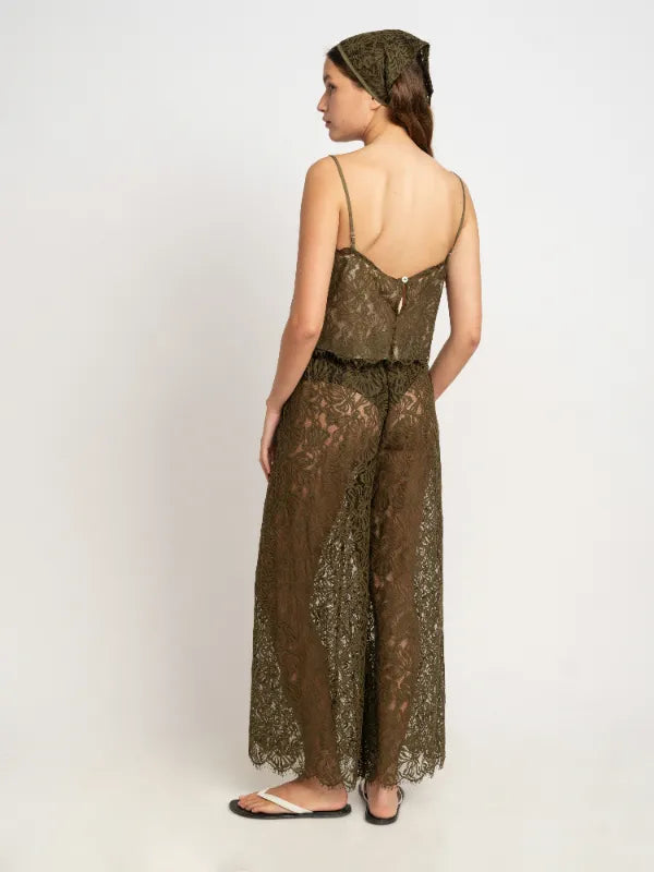 Danielle Cotton Lace Pants in Olive