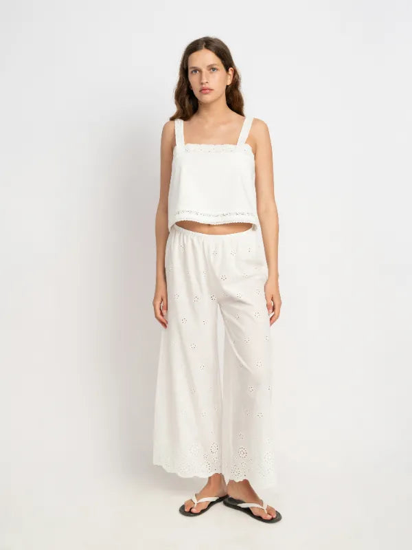 Danielle Cotton Eyelet Pants in Pants