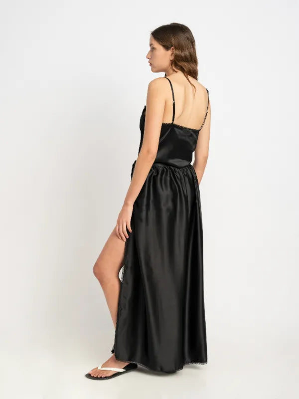 Harper Silk Tank Top in Black