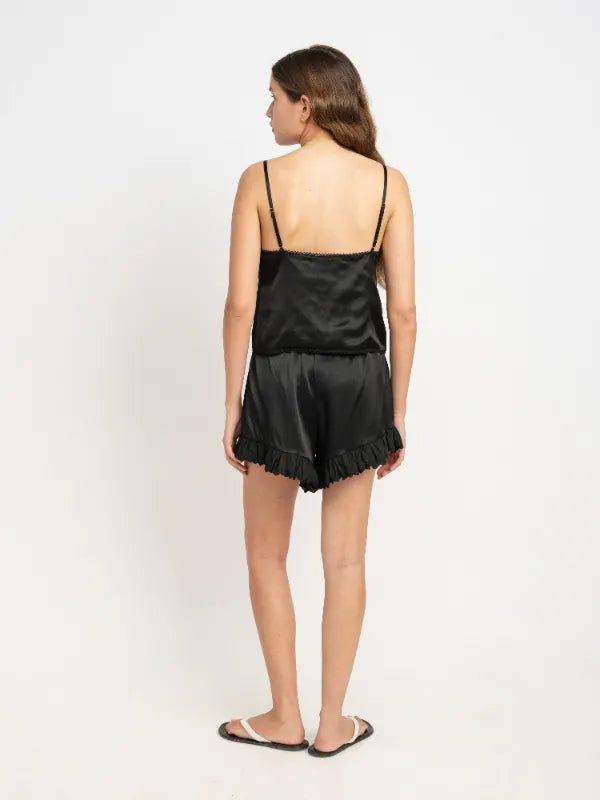 Harper Silk Tank Top in Black