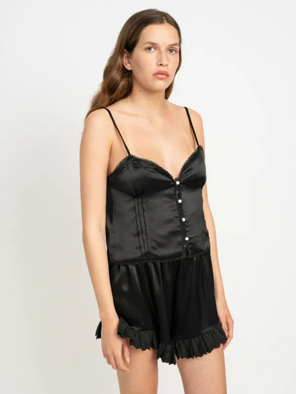 Harper Silk Tank Top in Black