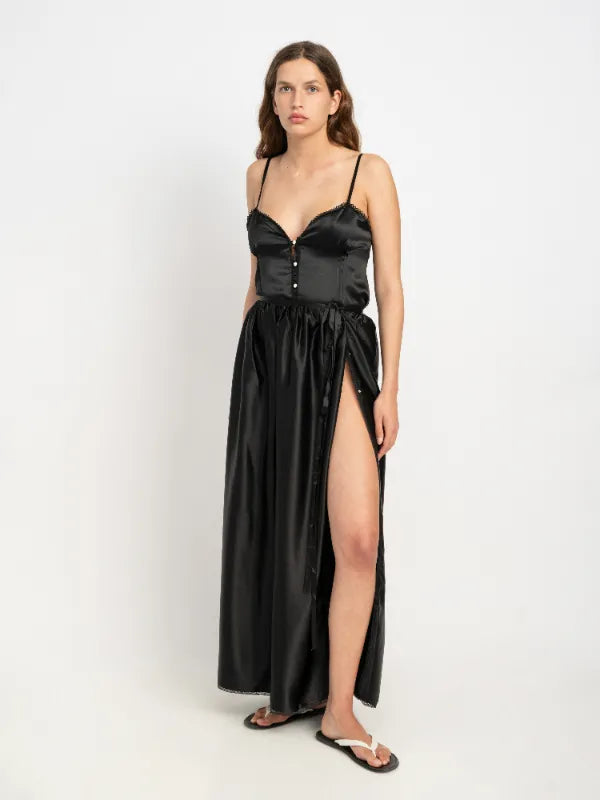 Harper Silk Tank Top in Black