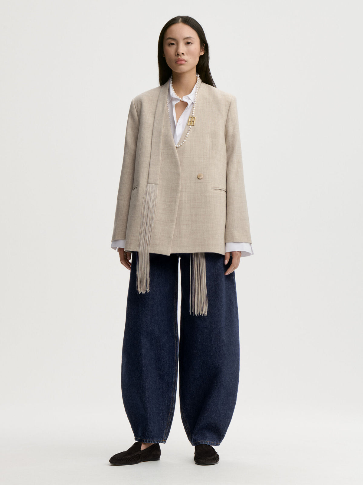 Emma Wool Blazer in Beige