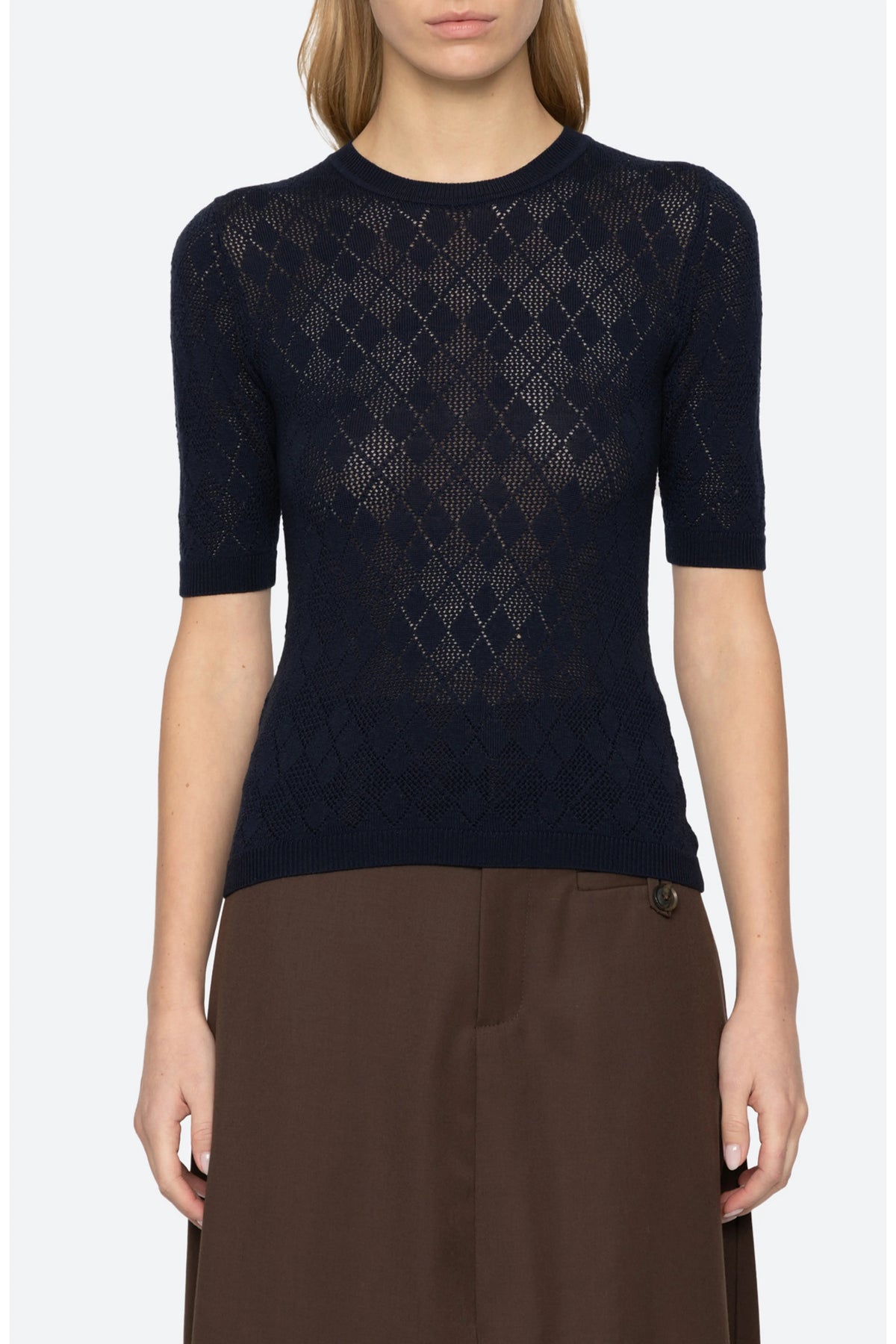 Jane Short Sleeve Sweater in Navy