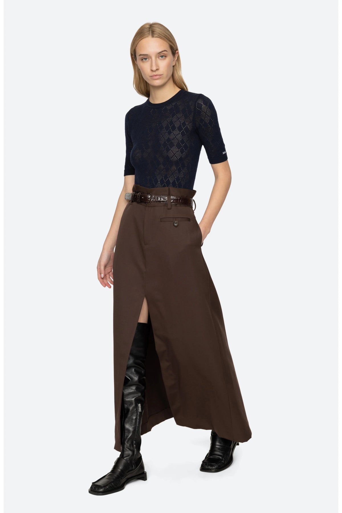 Jane Short Sleeve Sweater in Navy