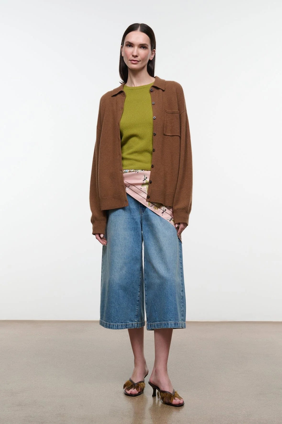 Cameron Cashmere Cardigan in Cigar
