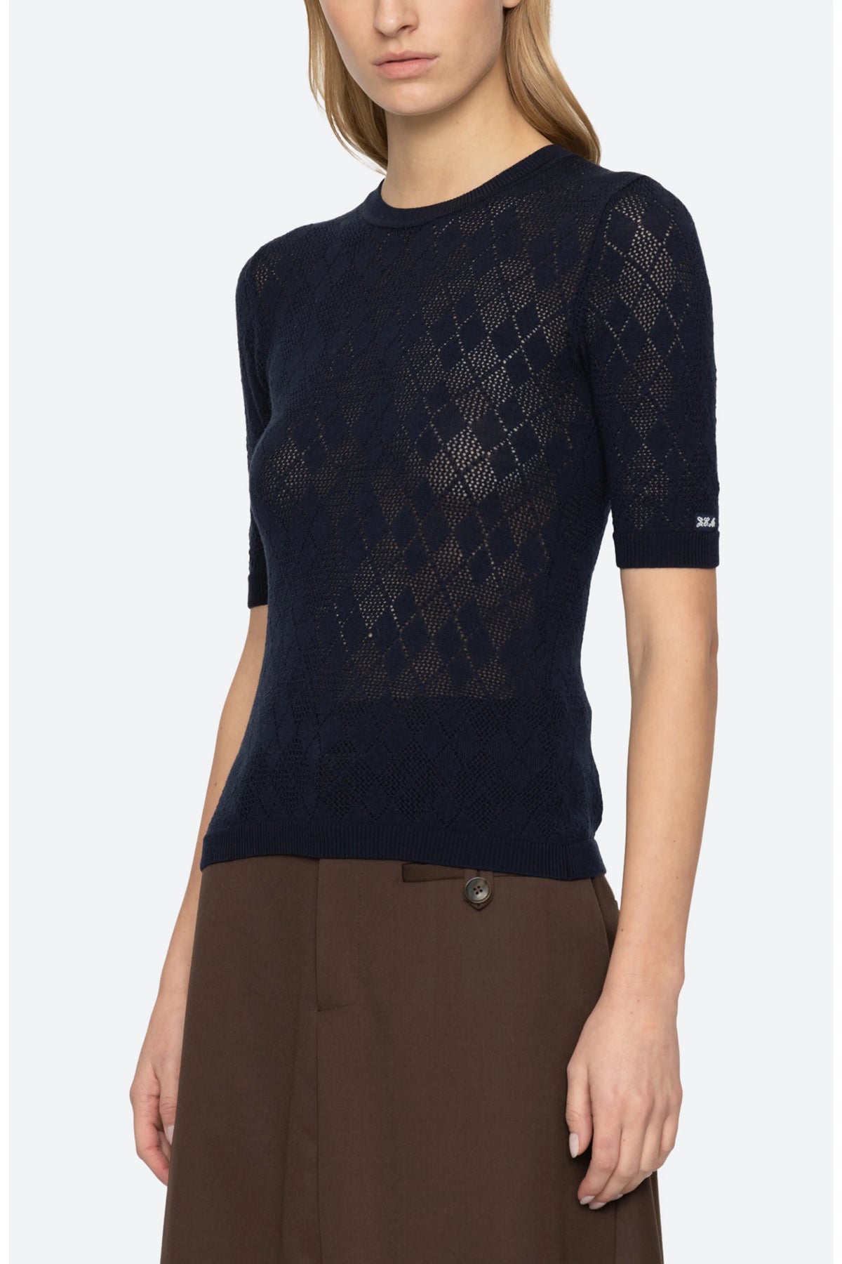 Jane Short Sleeve Sweater in Navy