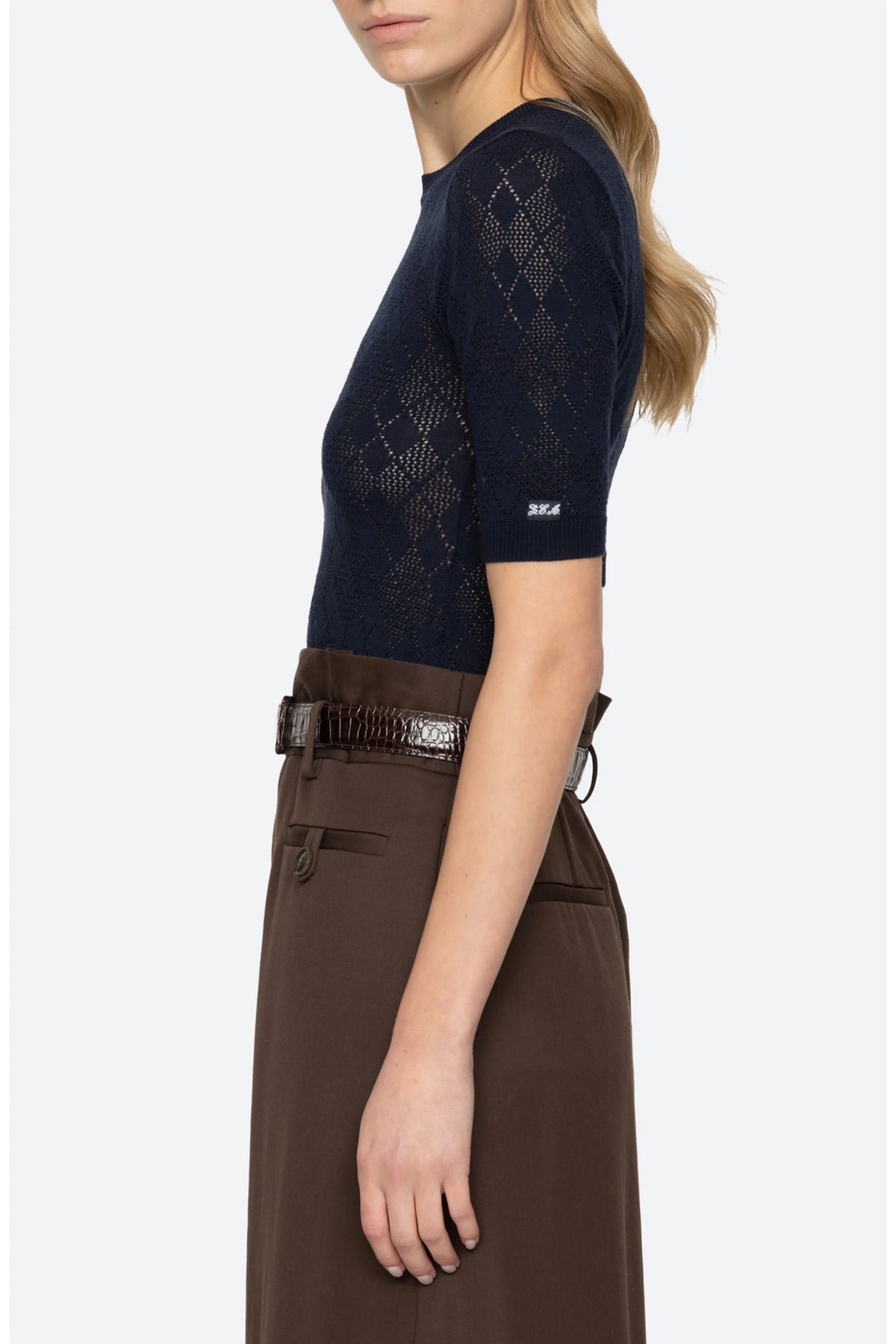 Jane Short Sleeve Sweater in Navy