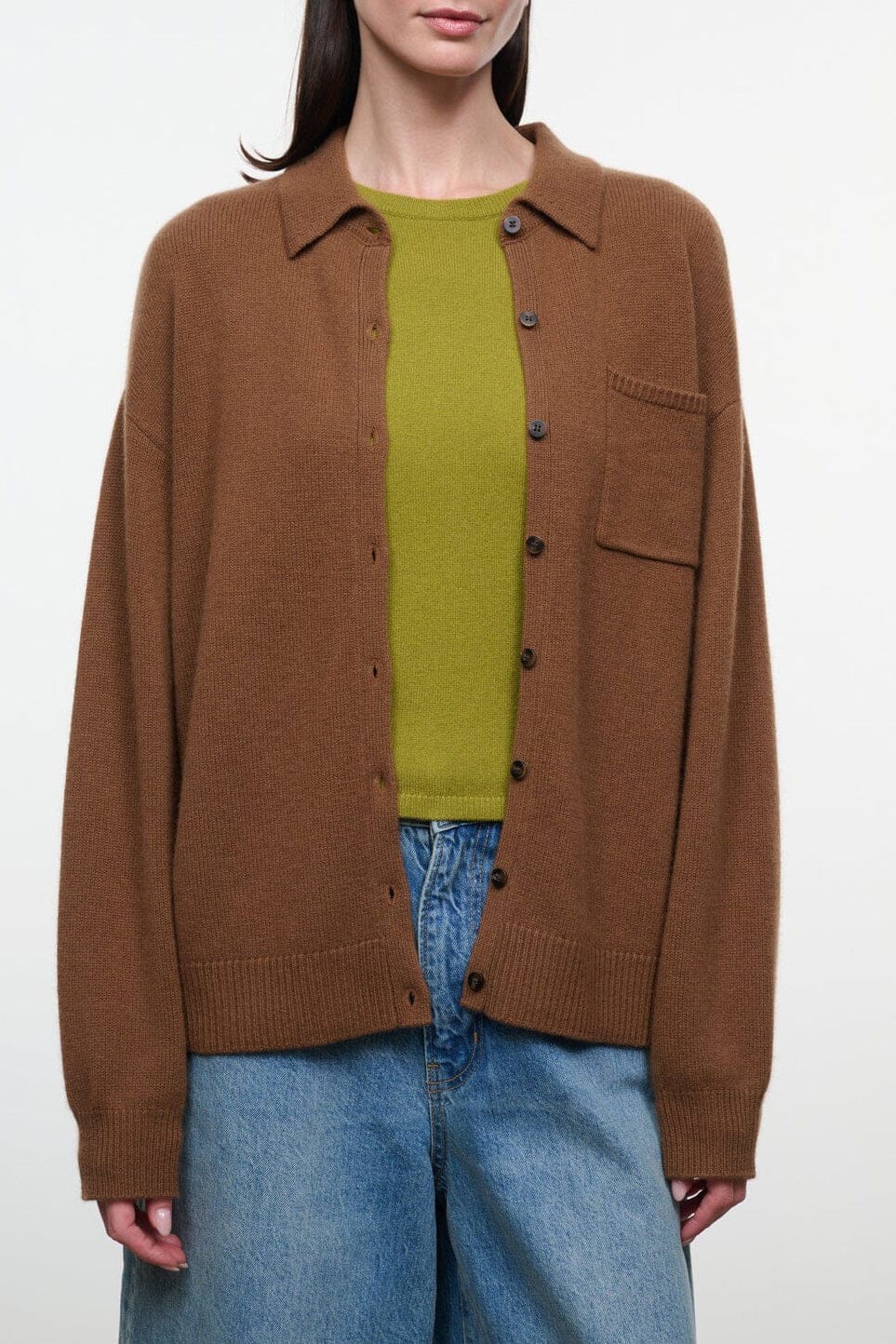 Cameron Cashmere Cardigan in Cigar