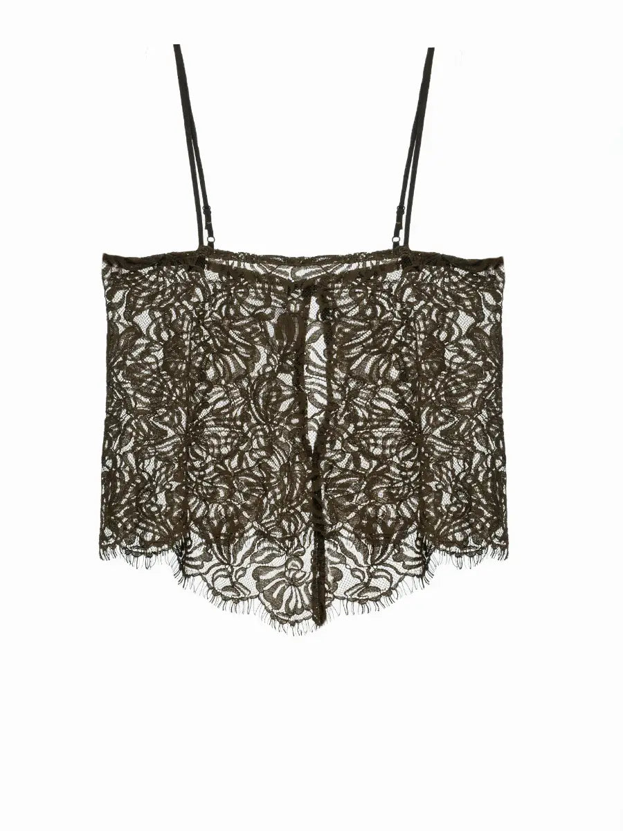 Adi Cotton Lace Cami Tank Top in Olive
