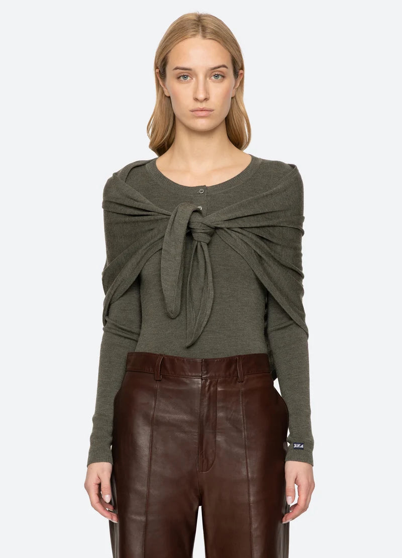 Jane Henley Sweater in Sage