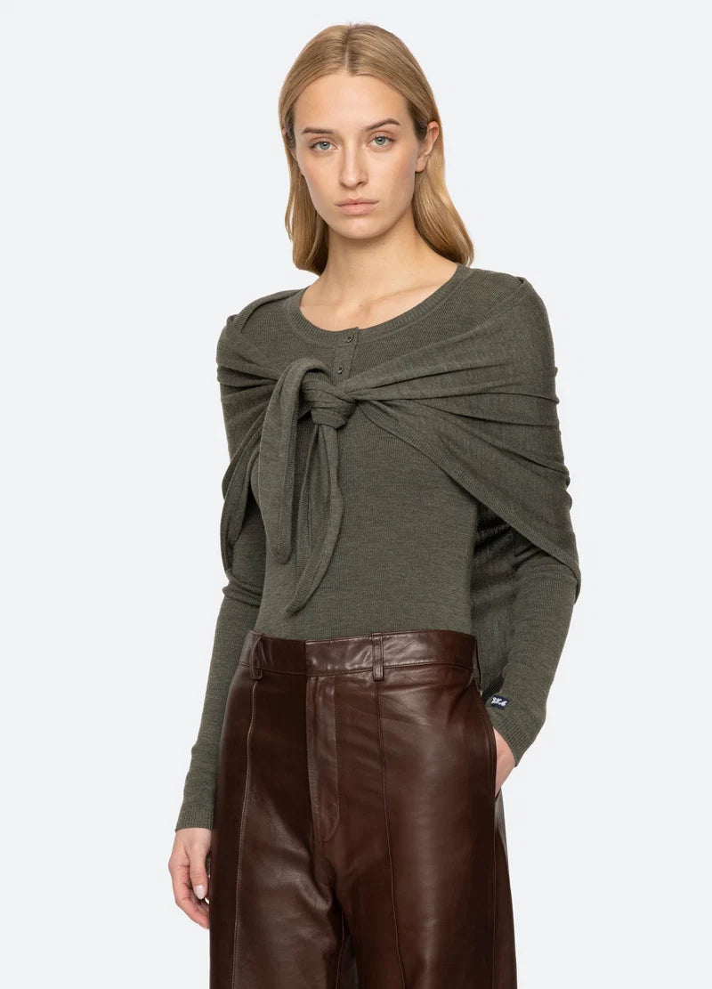 Jane Henley Sweater in Sage