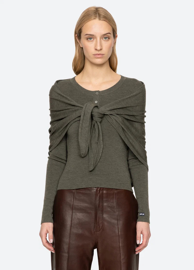 Jane Henley Sweater in Sage