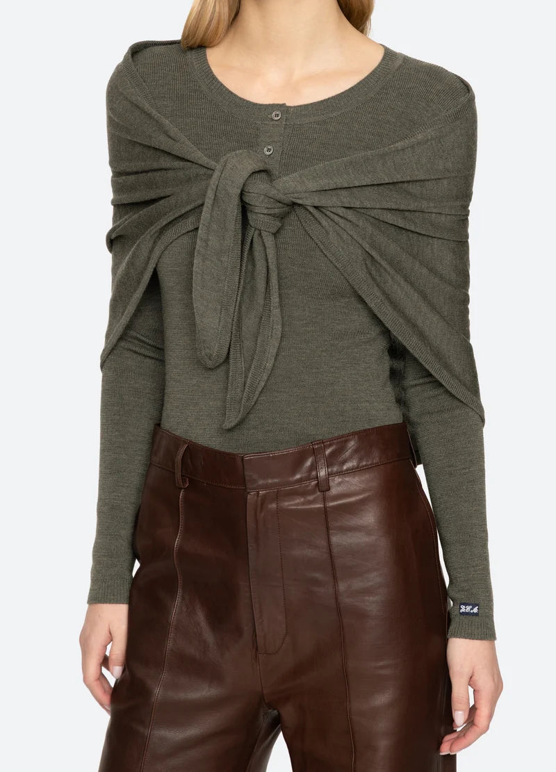 Jane Henley Sweater in Sage