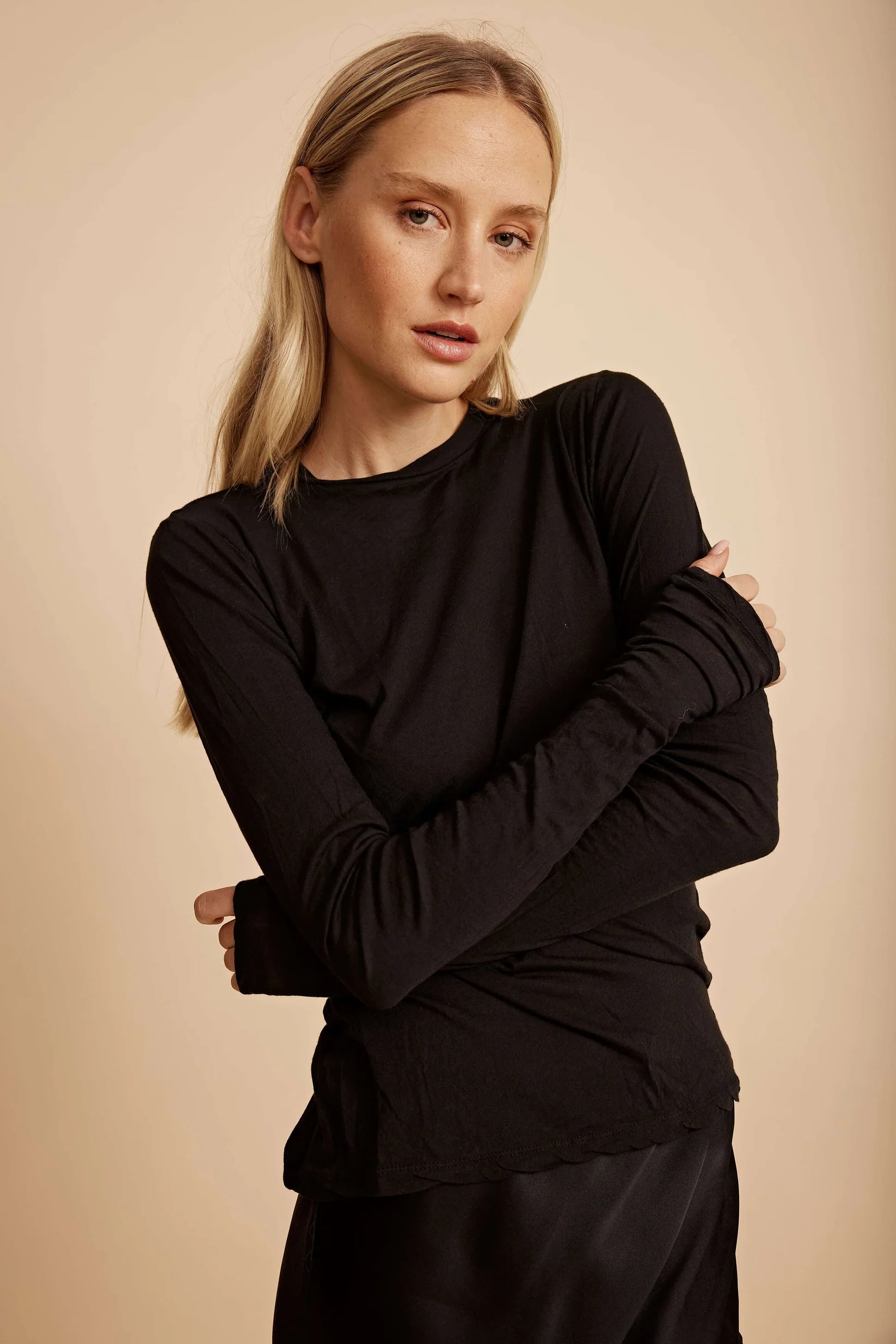Ally Tissue Cotton T-Shirt in Black