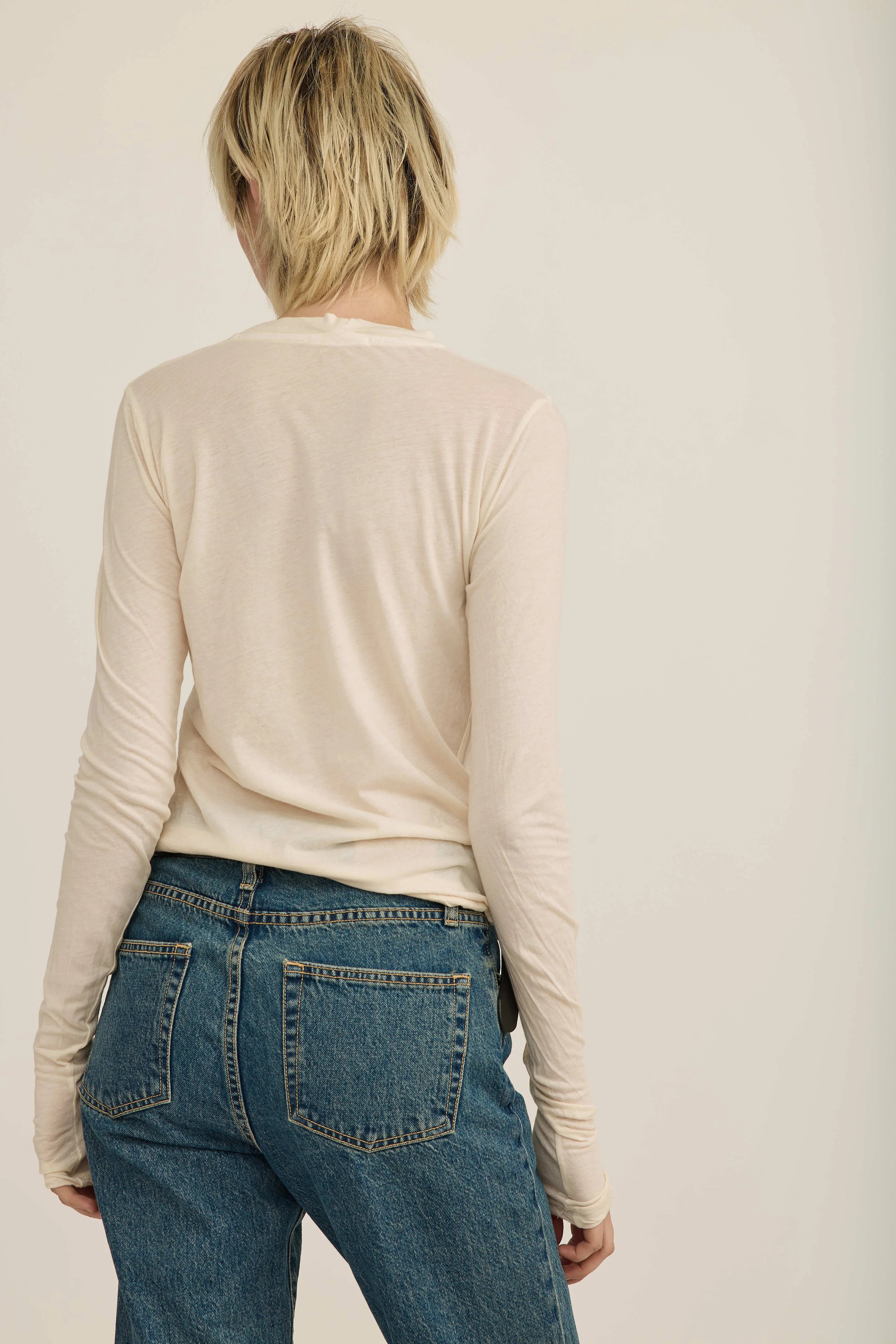 Ally Tissue Cotton T-Shirt in Off White