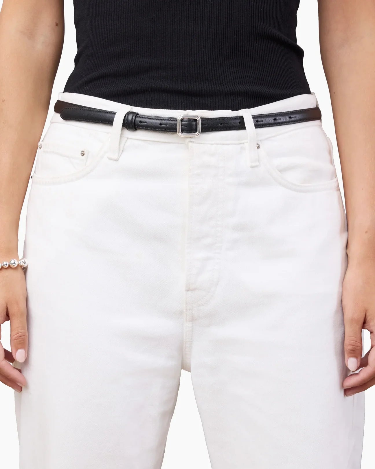The Georgia Slim Belt in Black/Silver