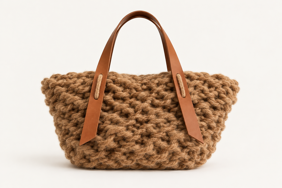 Bella Midi Mohair Bag in Caramel