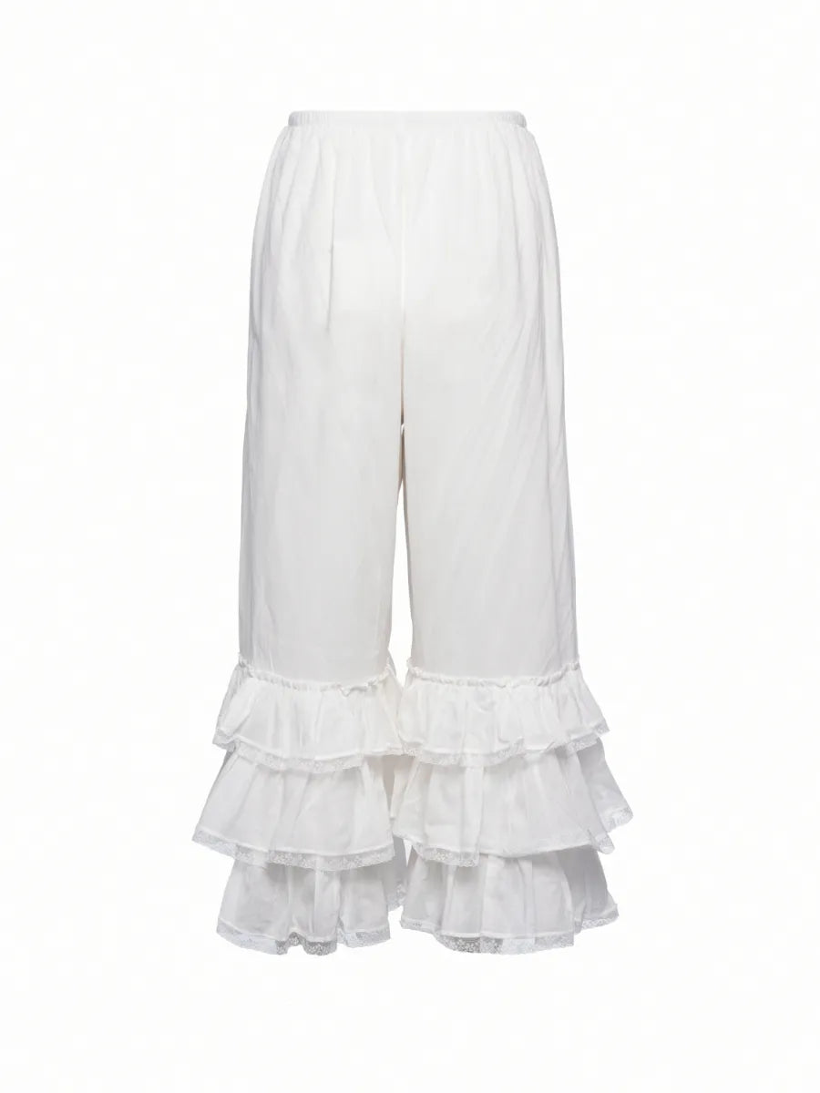 Gabby Raffled Pants in White