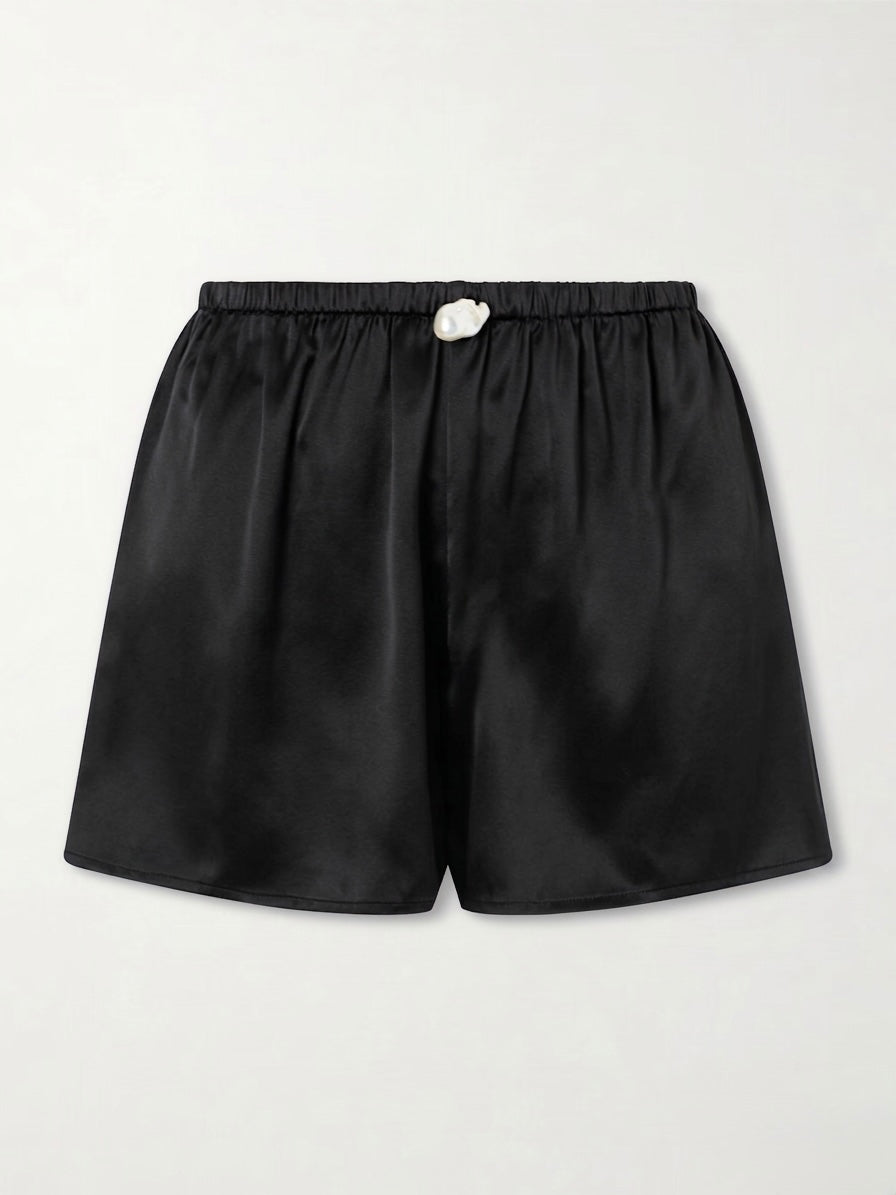 Playa Shorts with Pearl in Black Silk