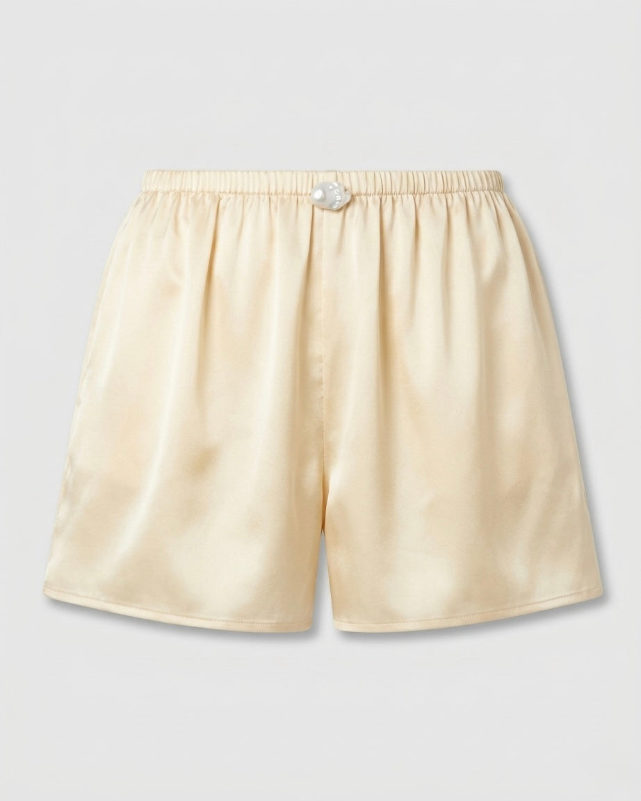 Playa Shorts with Pearl in Cream Silk