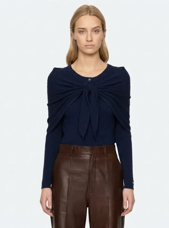 Jane Henley Sweater in Navy