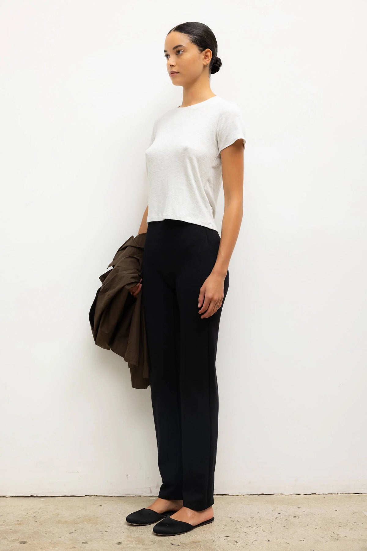 Rio High Waist Straight Pant in Black