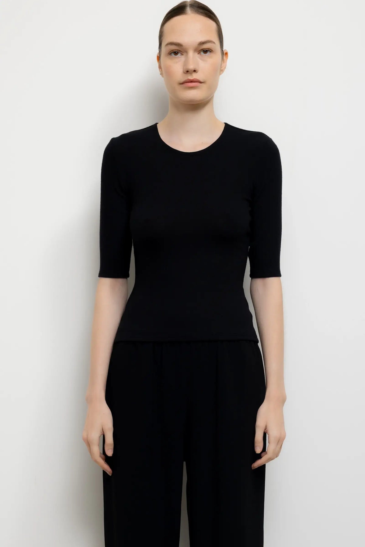 Lauren Mid Sleeve Tee in Black