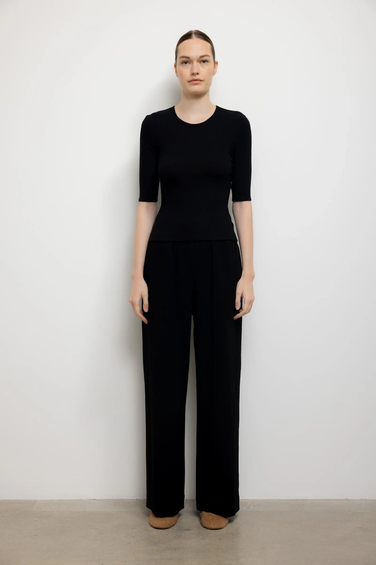 Lauren Mid Sleeve Tee in Black