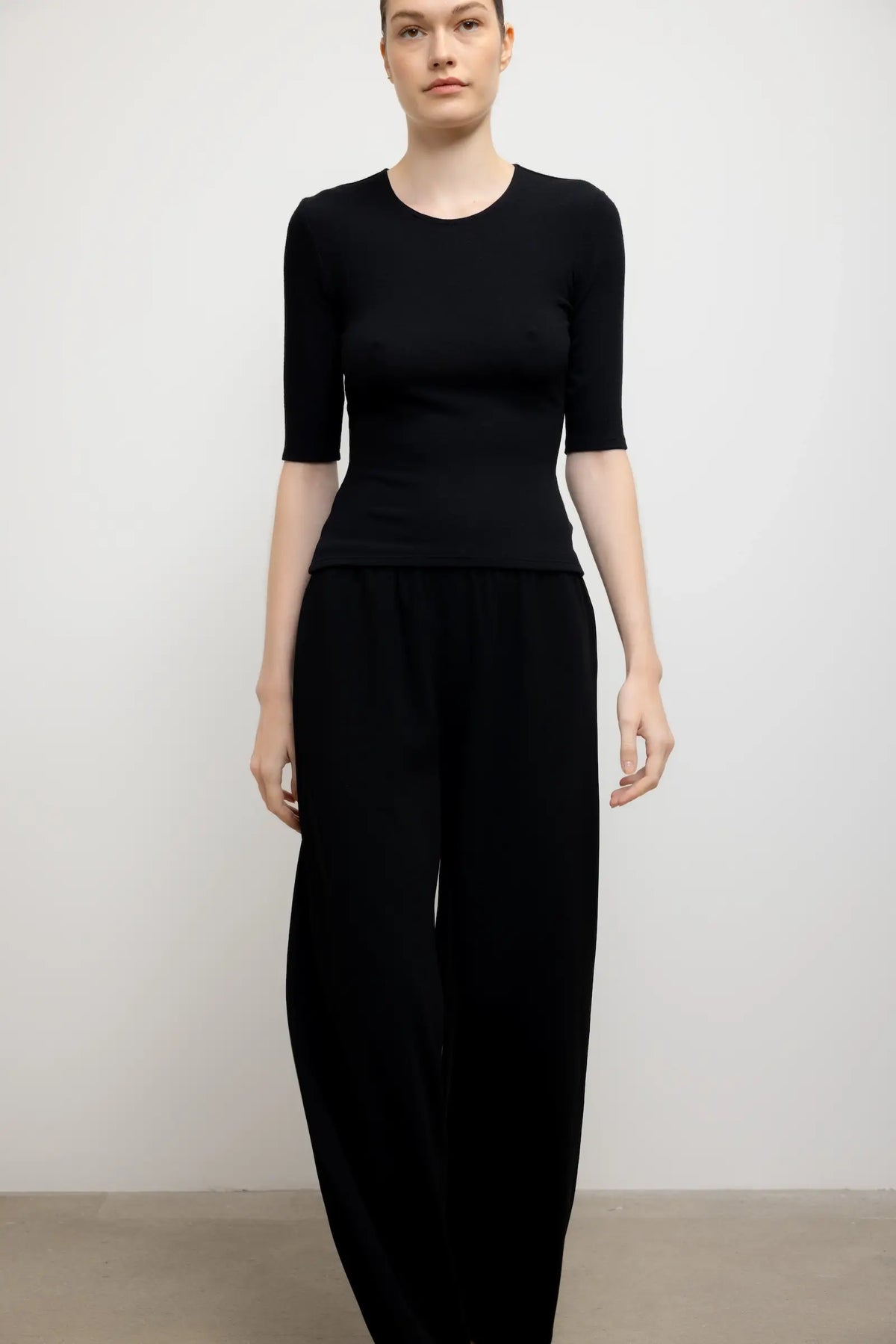 Lauren Mid Sleeve Tee in Black