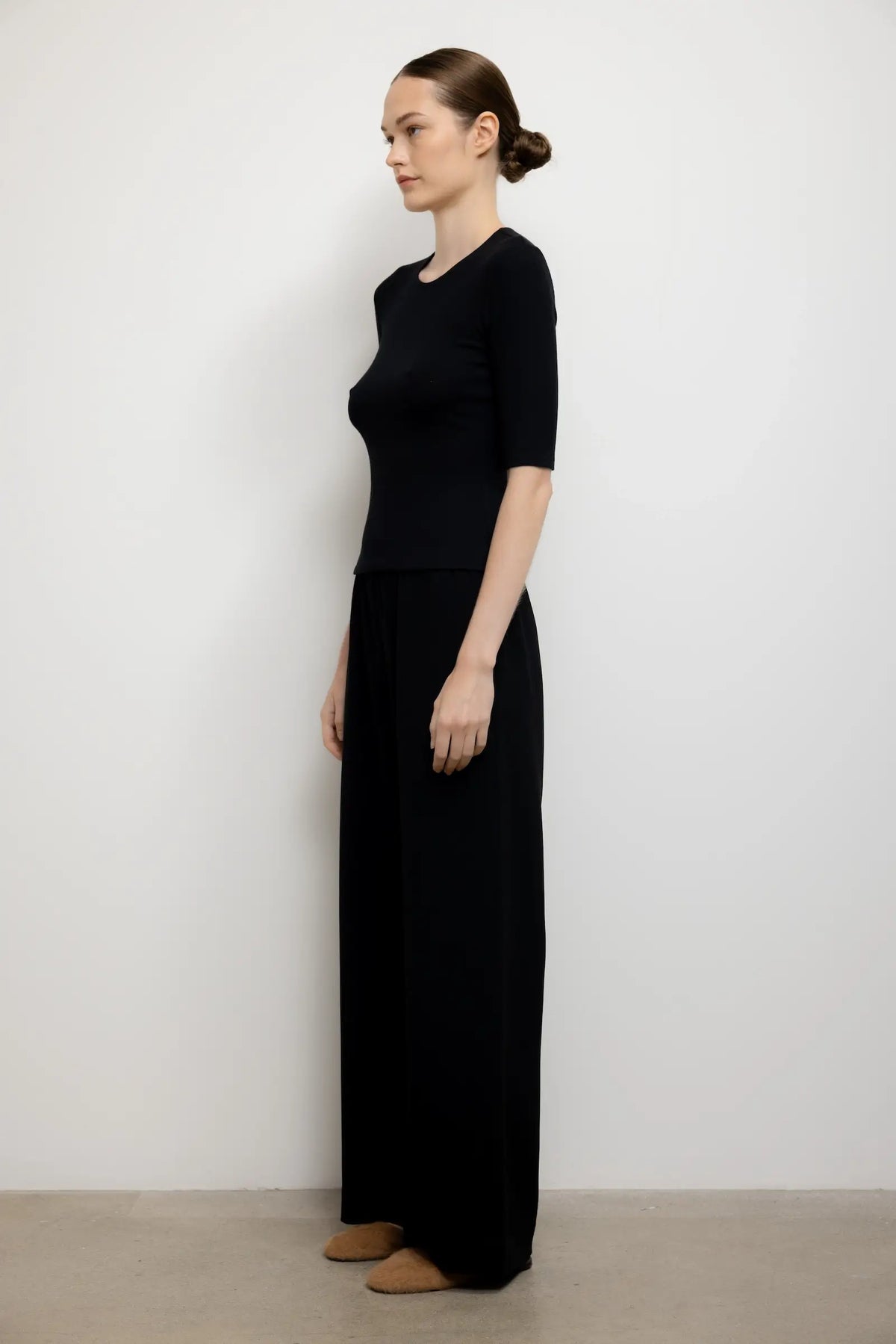 Lauren Mid Sleeve Tee in Black