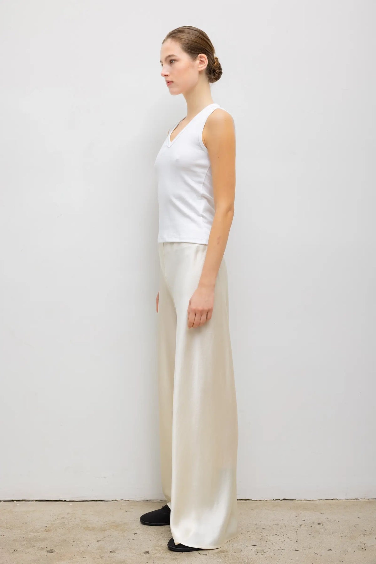 Barb Bias Pant in Creme