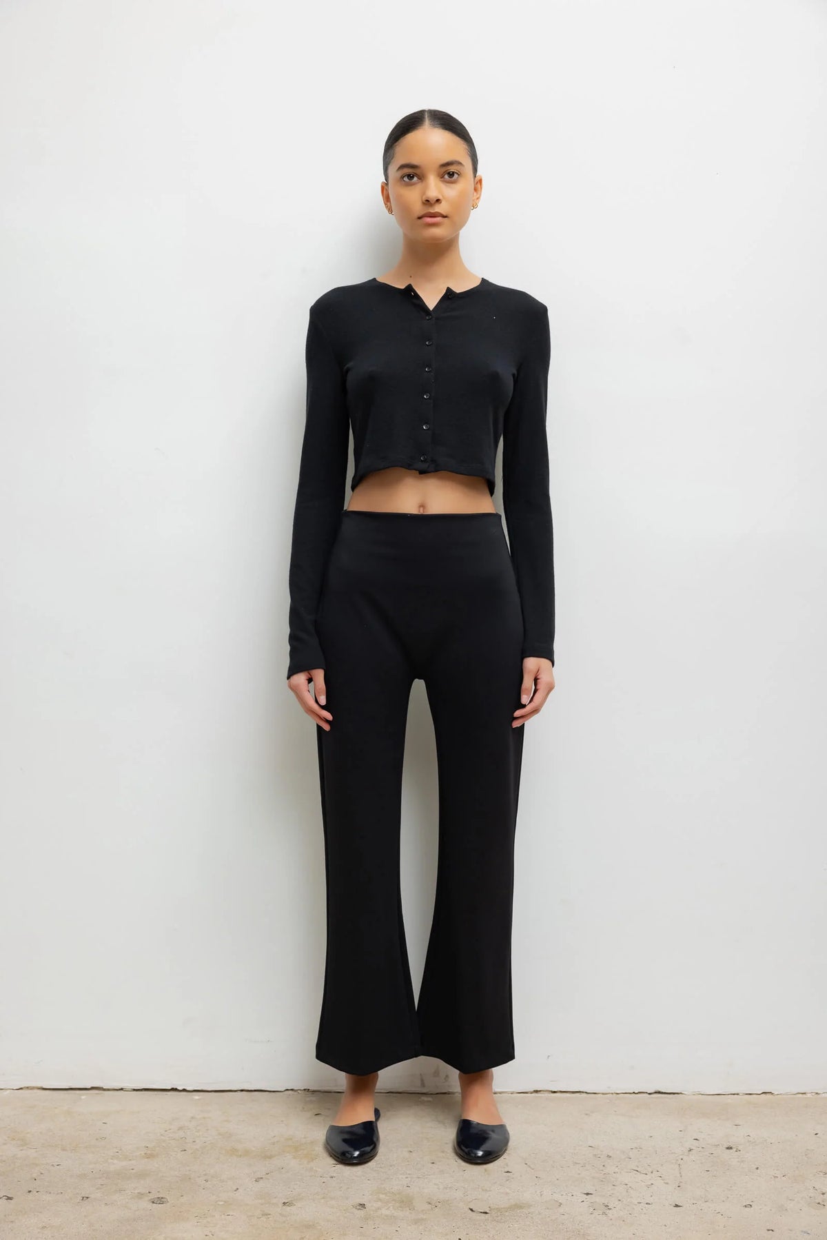 Rio High Waist Flare Pant in Black
