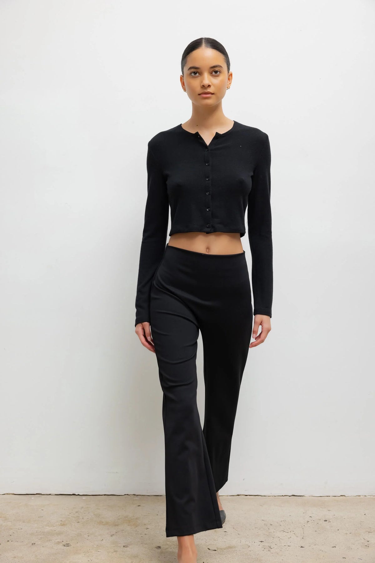 Rio High Waist Flare Pant in Black