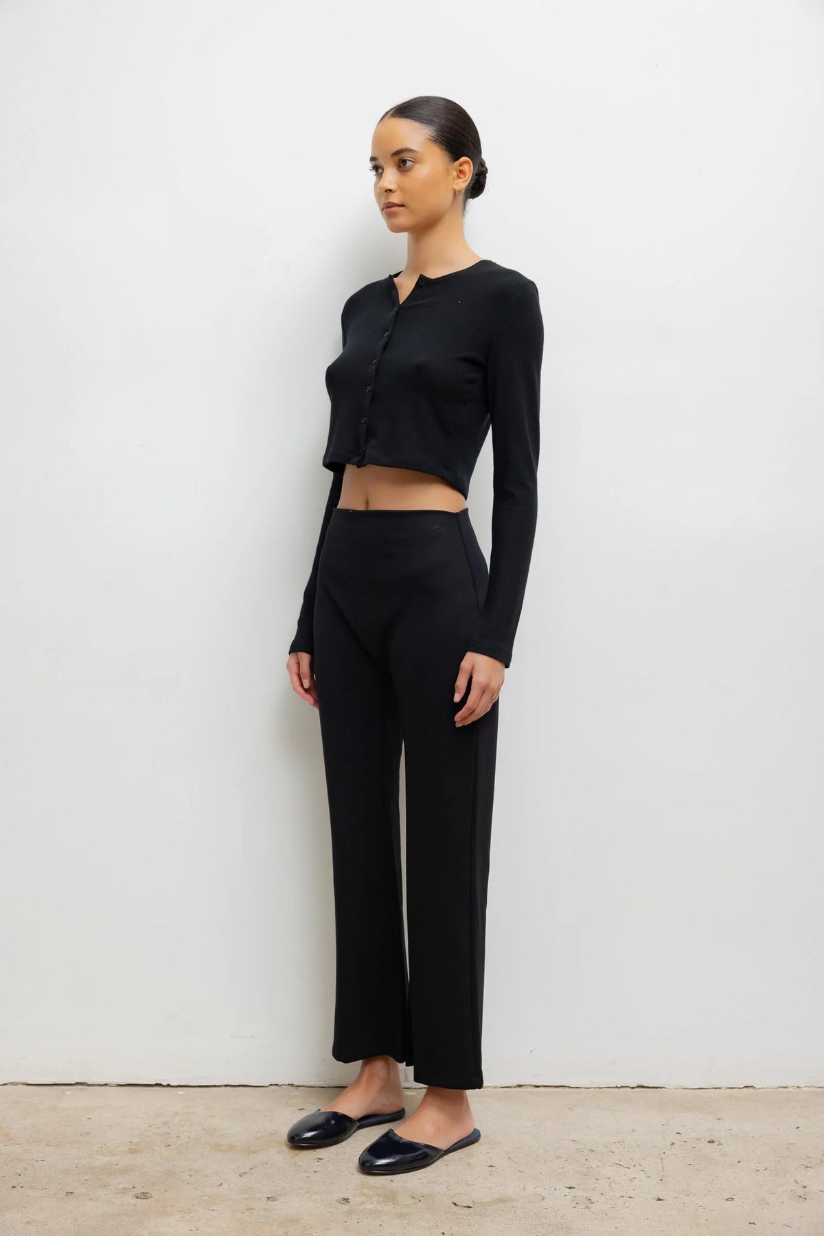 Rio High Waist Flare Pant in Black