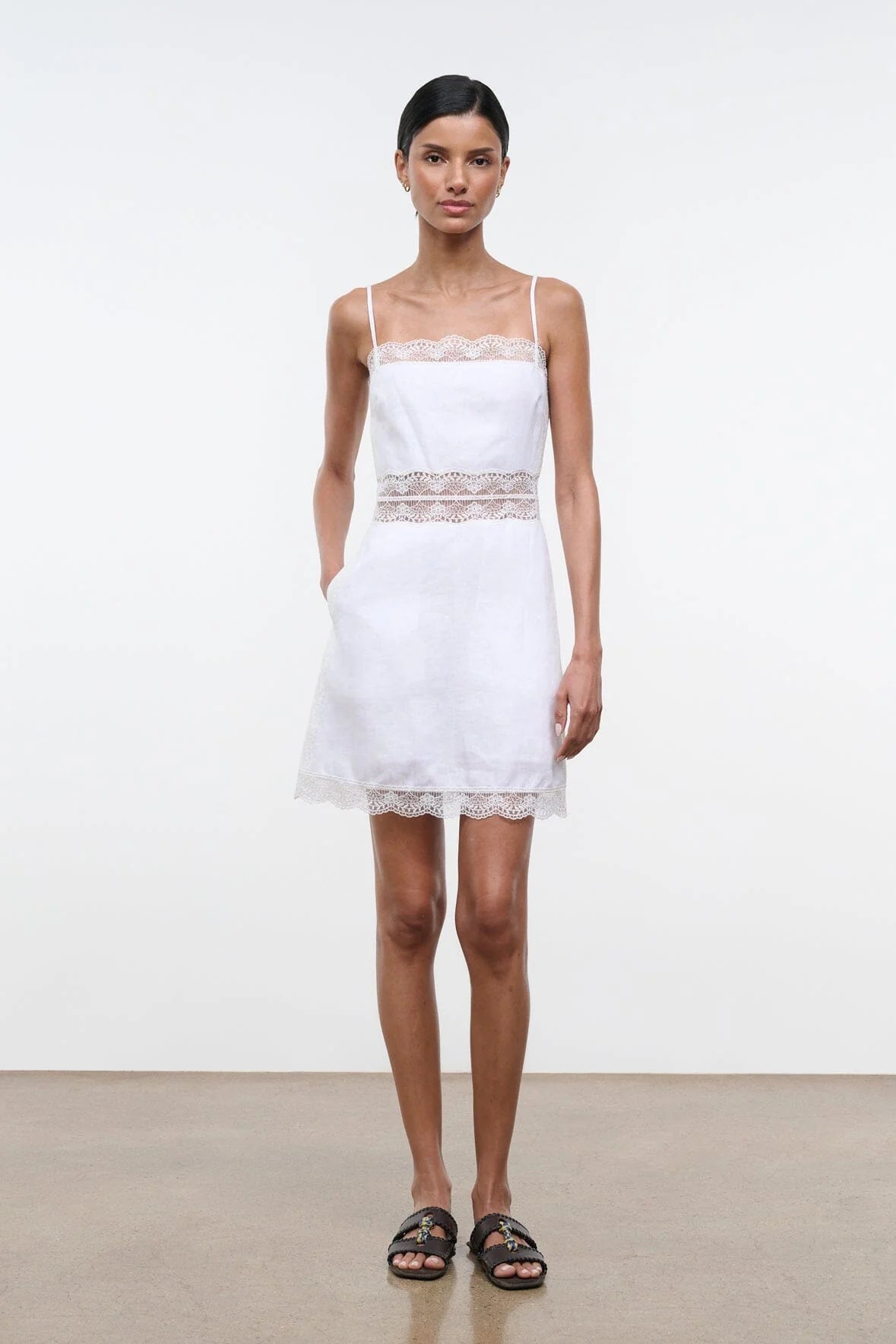 Amalina Linen Mini Dress in White