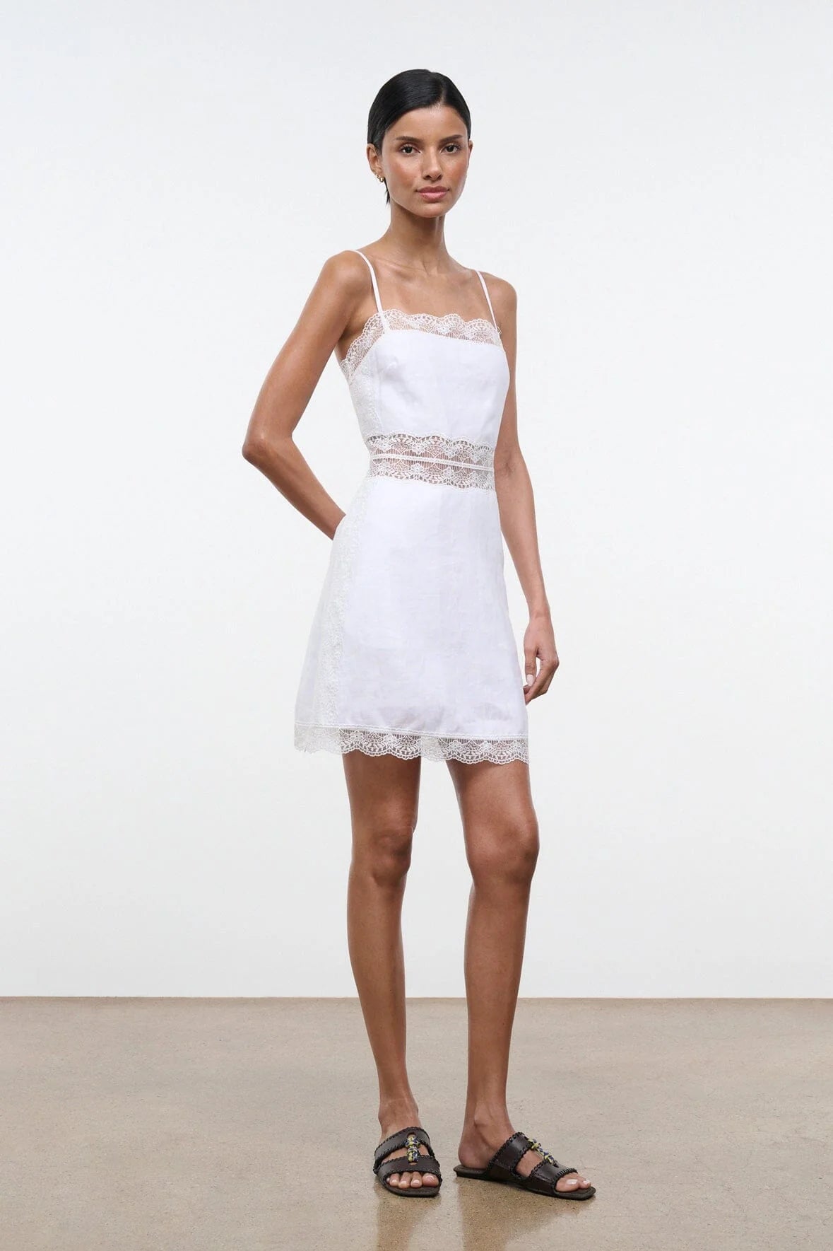 Amalina Linen Mini Dress in White