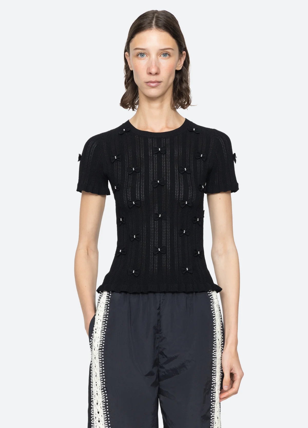 Alberta Pearl Short Sleeve Knit Top