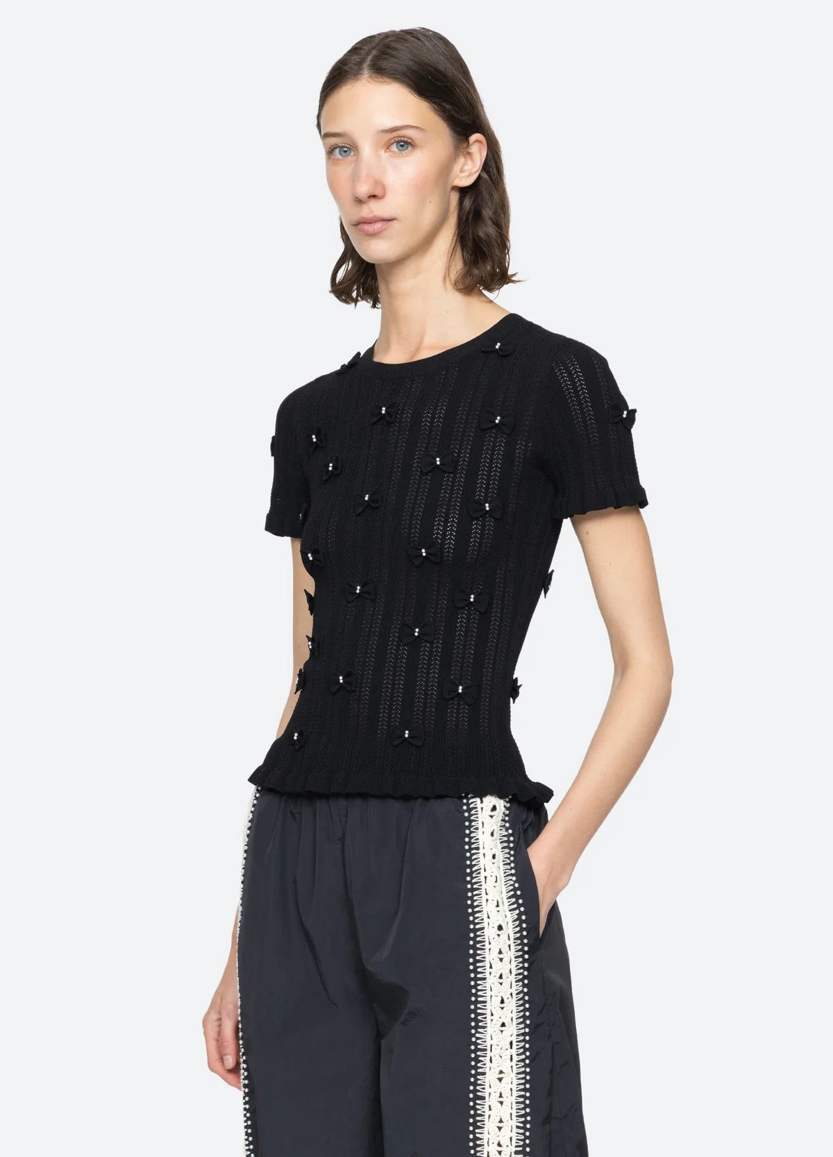 Alberta Pearl Short Sleeve Knit Top