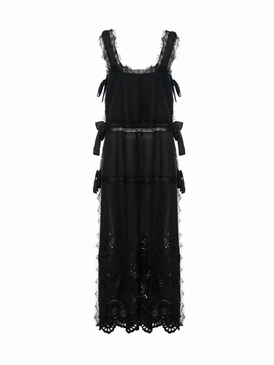 Sophia Embroiderd Cotton Dress in Black
