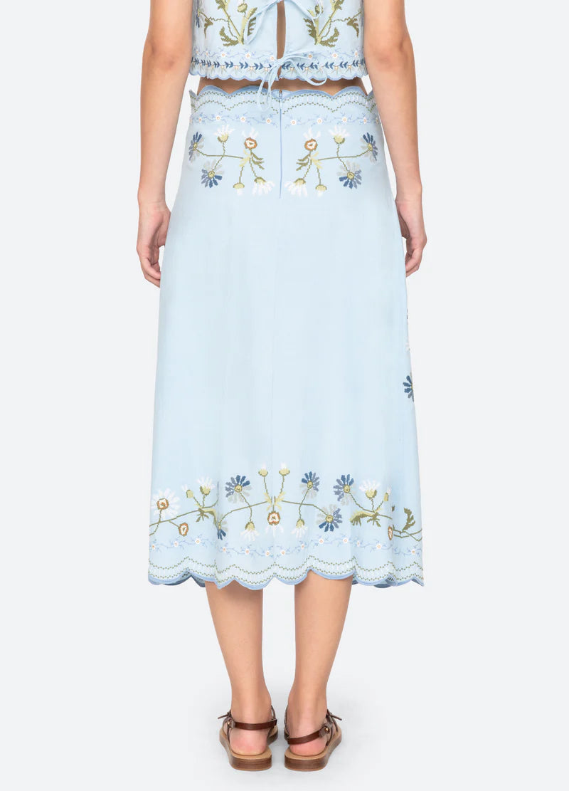 Audra Embroidery Skirt in Blue