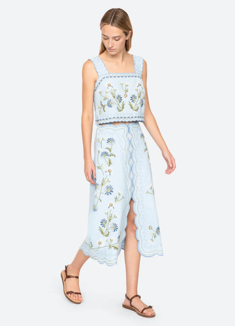 Audra Embroidery Skirt in Blue