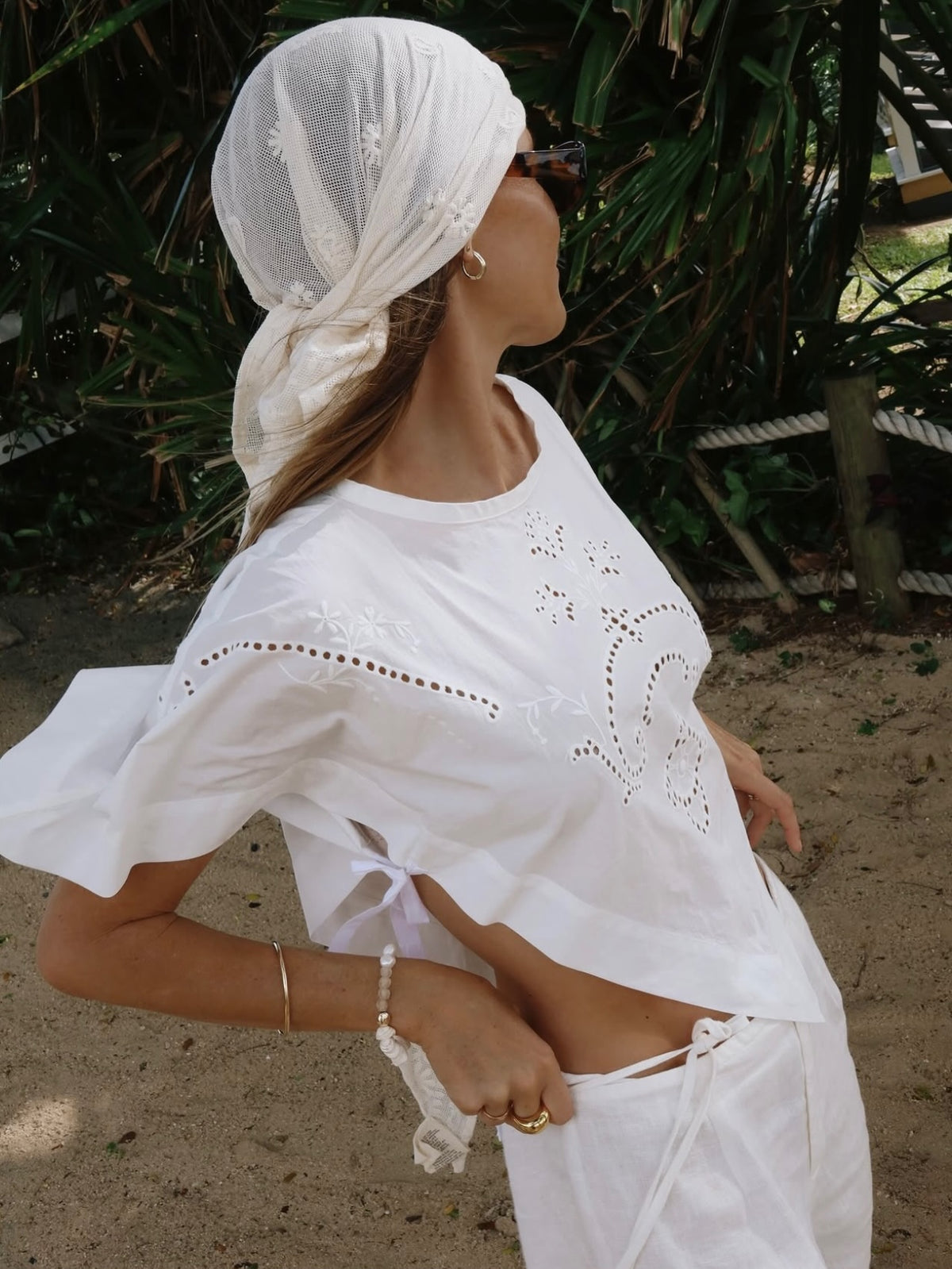 Violet Top in White