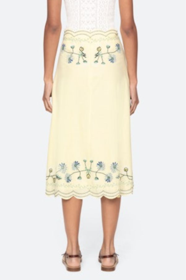 Audra Embroidery Skirt in Butter