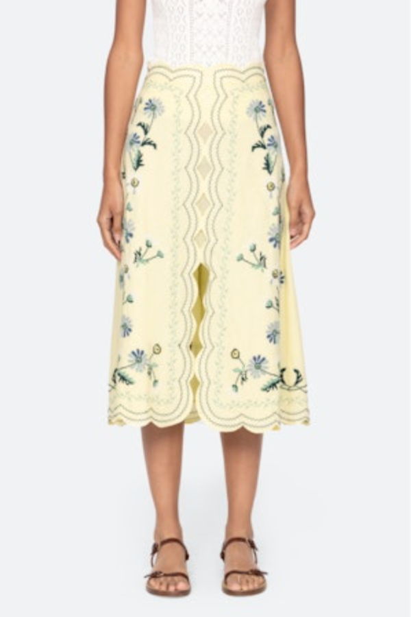 Audra Embroidery Skirt in Butter