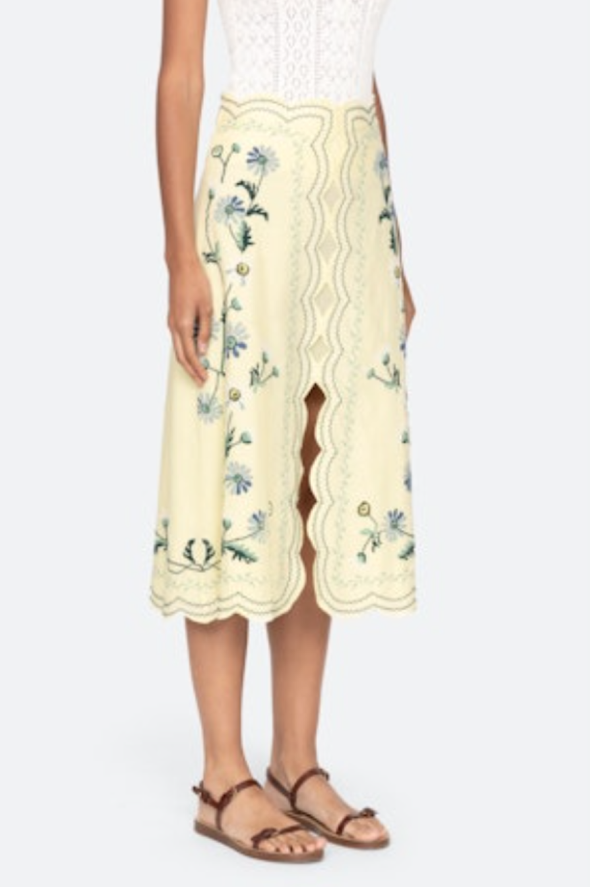 Audra Embroidery Skirt in Butter