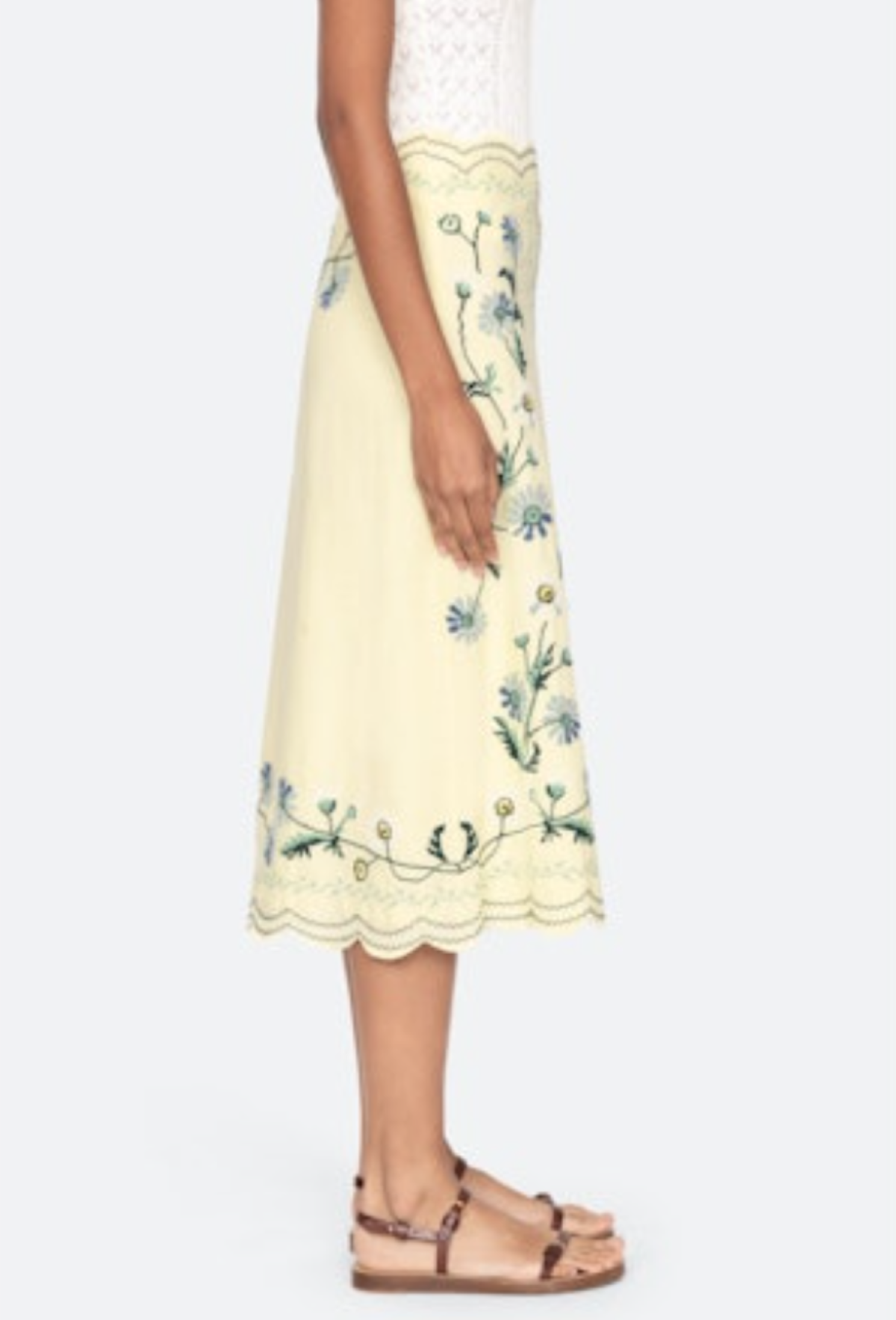 Audra Embroidery Skirt in Butter